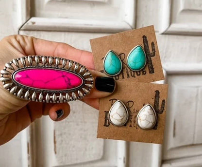 Western Oversized Oval Stone Ring
