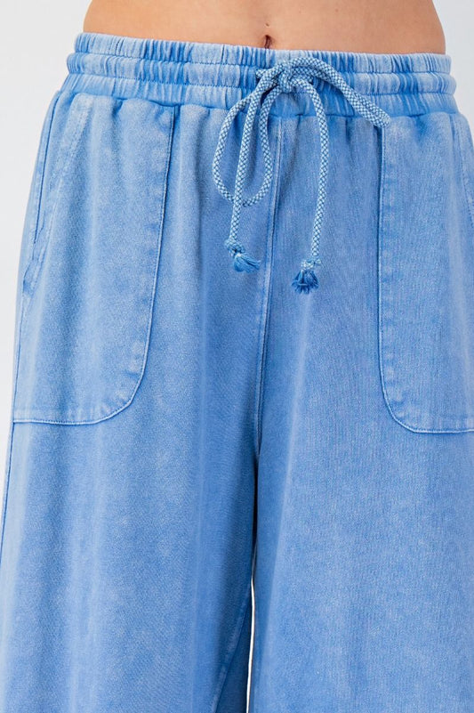 Washed Wide Leg Terry Knit Pants (8 Options)