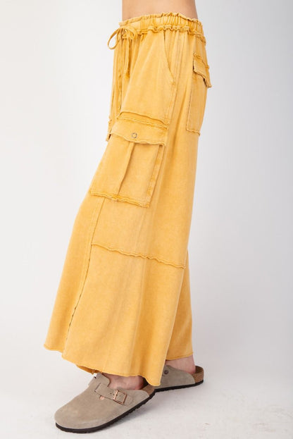 Feeling So Good Mineral Washed Wide Legs Terry Knit Cargo Pants (8 Options)