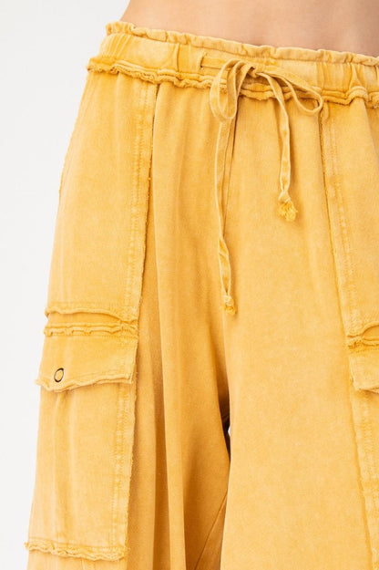 Feeling So Good Mineral Washed Wide Legs Terry Knit Cargo Pants (8 Options)