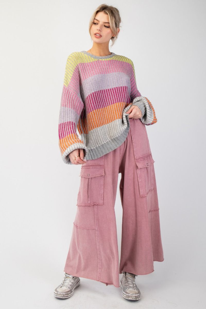 Feeling So Good Mineral Washed Wide Legs Terry Knit Cargo Pants (8 Options)