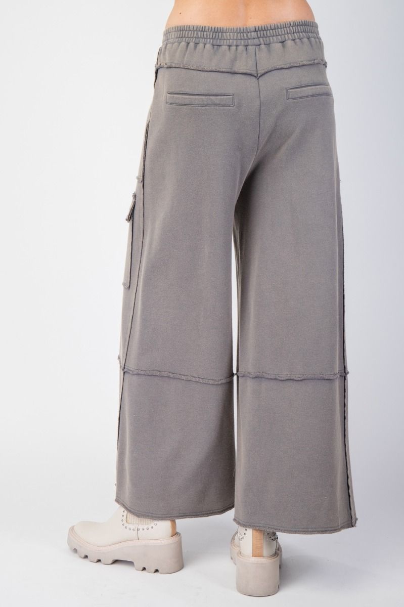 Washed Terry Knit Cargo Pants