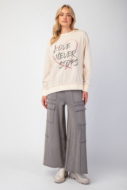 Washed Terry Knit Cargo Pants