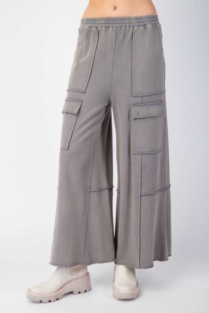 Washed Terry Knit Cargo Pants