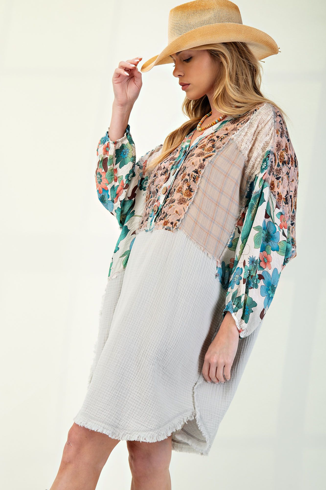 Print Mix Cotton Gauze Dress