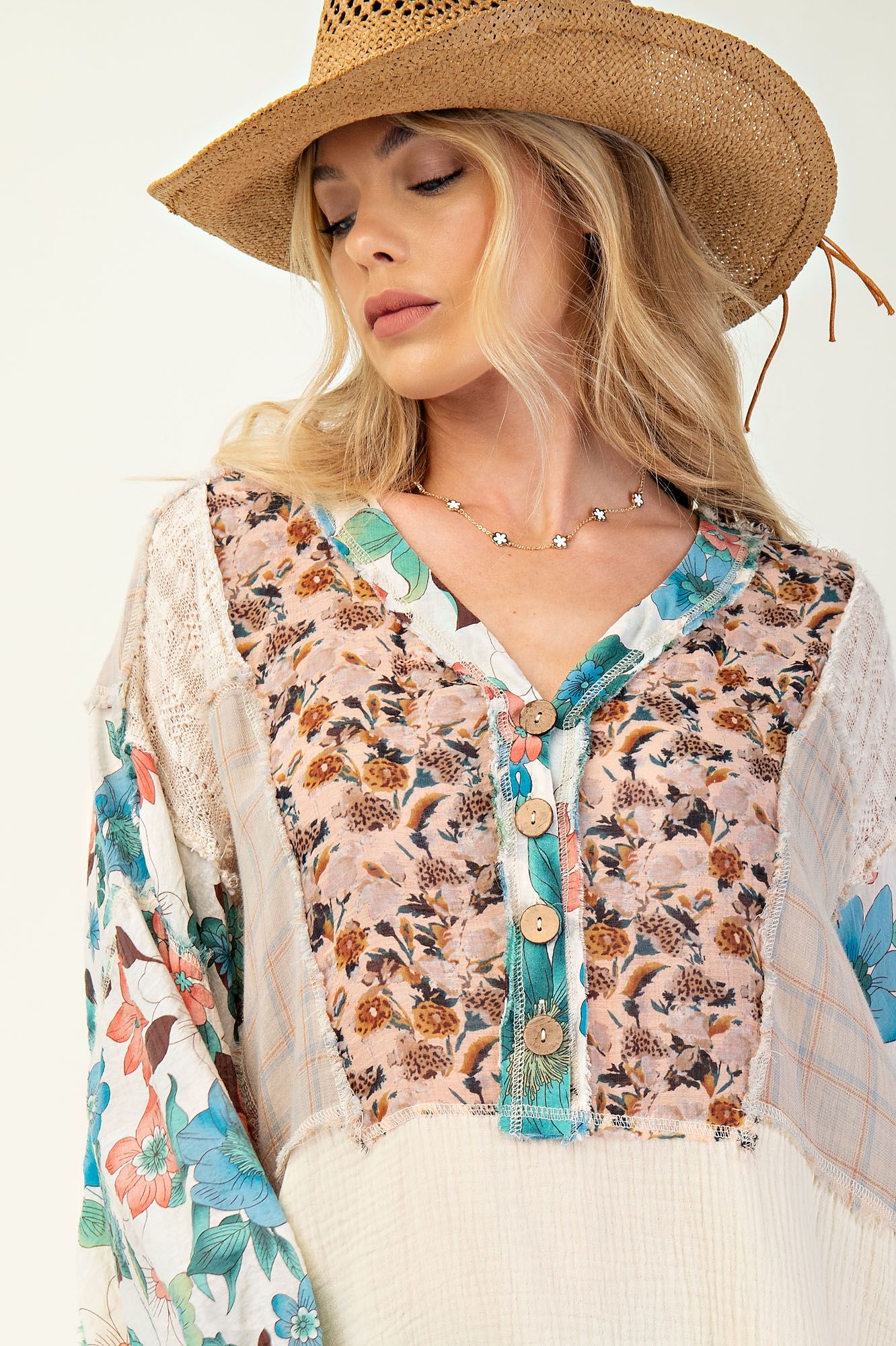 Print Mix Cotton Gauze Dress