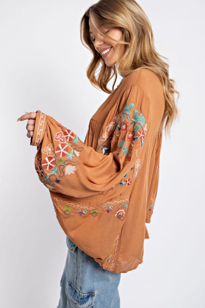 Breath of Fresh Air Poly Dobby Embroidered Top (2 Options)
