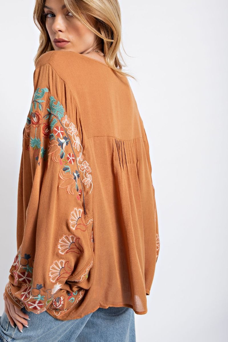 Breath of Fresh Air Poly Dobby Embroidered Top (2 Options)