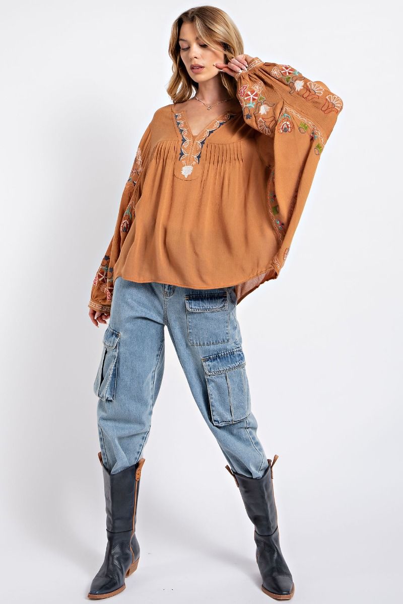 Breath of Fresh Air Poly Dobby Embroidered Top (2 Options)