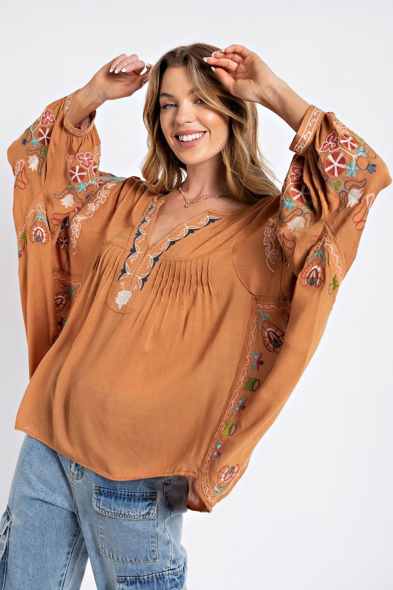 Breath of Fresh Air Poly Dobby Embroidered Top (2 Options)