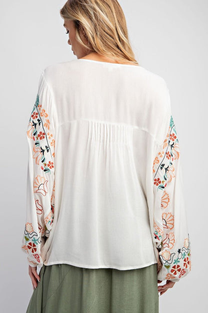 Breath of Fresh Air Poly Dobby Embroidered Top (2 Options)