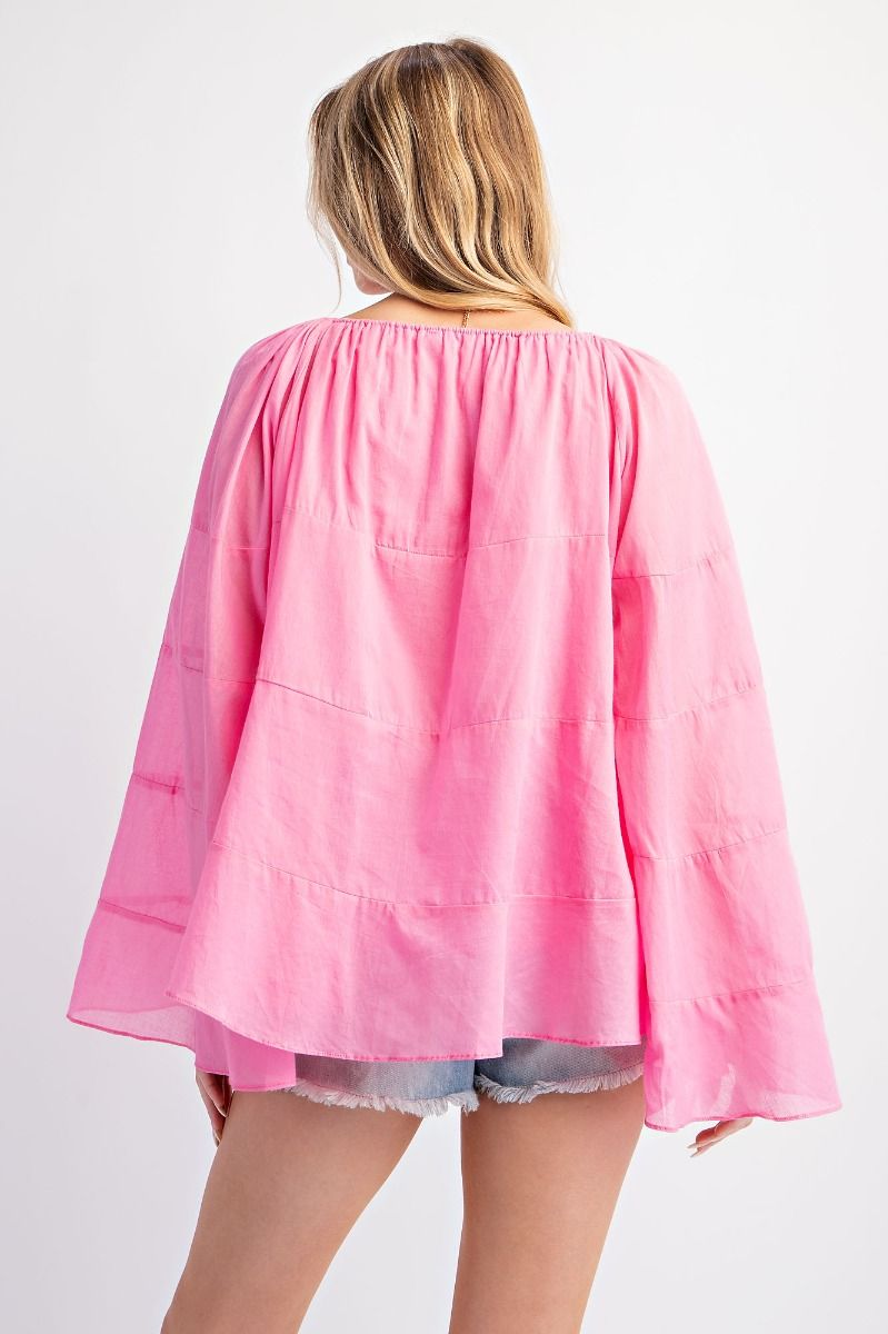 Cotton Voile Tiered Long Sleeve Top