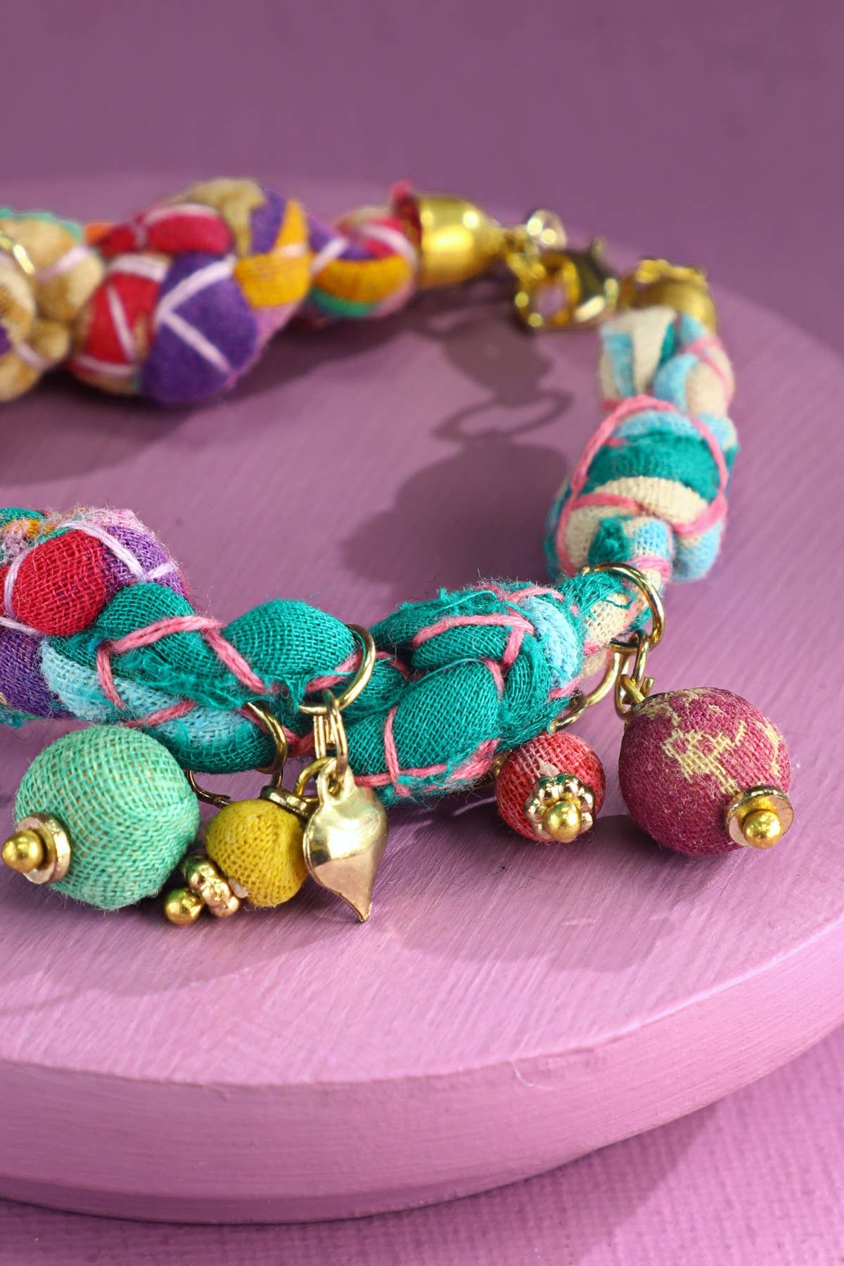 Handmade Link Bracelet with Colorful Accent Beads