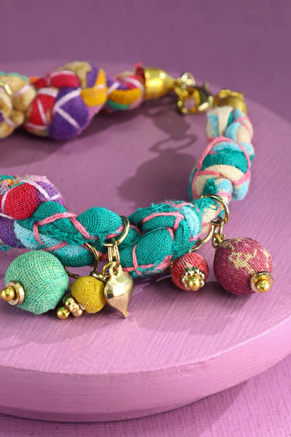 Handmade Link Bracelet with Colorful Accent Beads