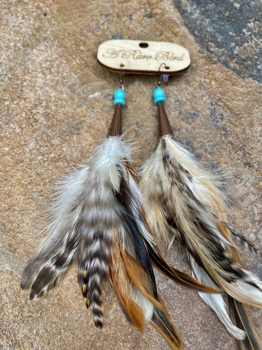 Turquoise Feather Dangle Earrings