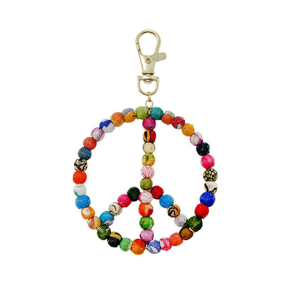 Kantha Peace Symbol Keychain Bag Charm