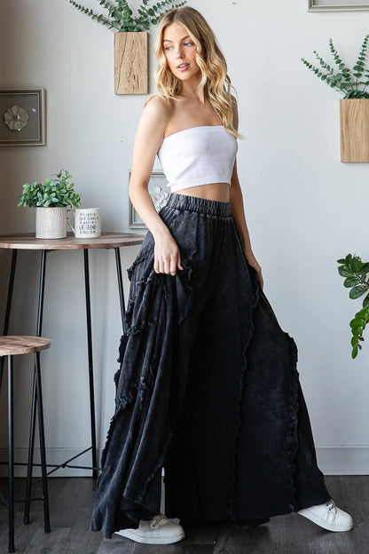 Flax Ruffle Wide Leg Ruffle Detail Wide Leg Flare Pants – She Lives Beauty