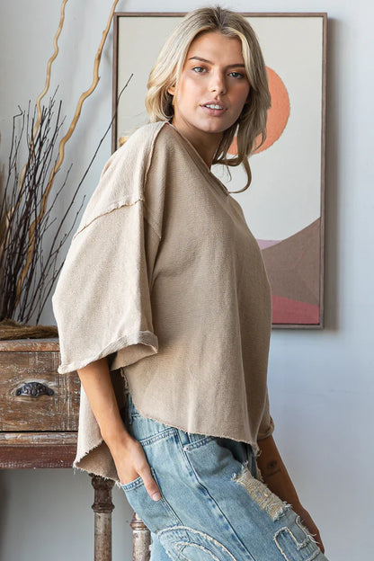 Washed Drop Shoulder Relaxed Top (2 Options)