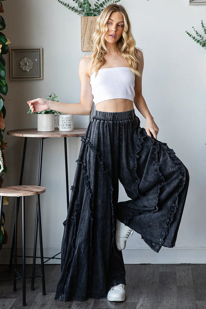 Flax Ruffle Wide Leg Ruffle Detail Wide Leg Flare Pants – She Lives Beauty