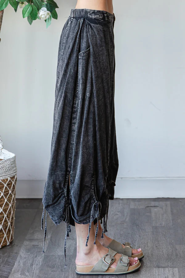 Strolling the Park Washed Loose Casual Wide Leg Cinch Pants (2 Options)