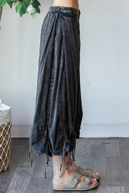Strolling the Park Washed Loose Casual Wide Leg Cinch Pants (2 Options)