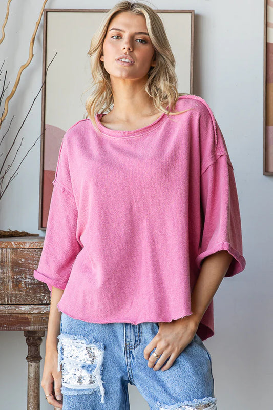 Washed Drop Shoulder Relaxed Top (2 Options)