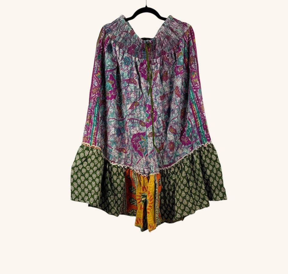 She Lives Beauty Anything for Selenas bloomers made from vintage Kantha cotton saris with a ruffled hem and print.