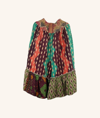 She Lives Beauty Anything for Selenas bloomers in colorful vintage Kantha cotton with an oversized ruffle hem.