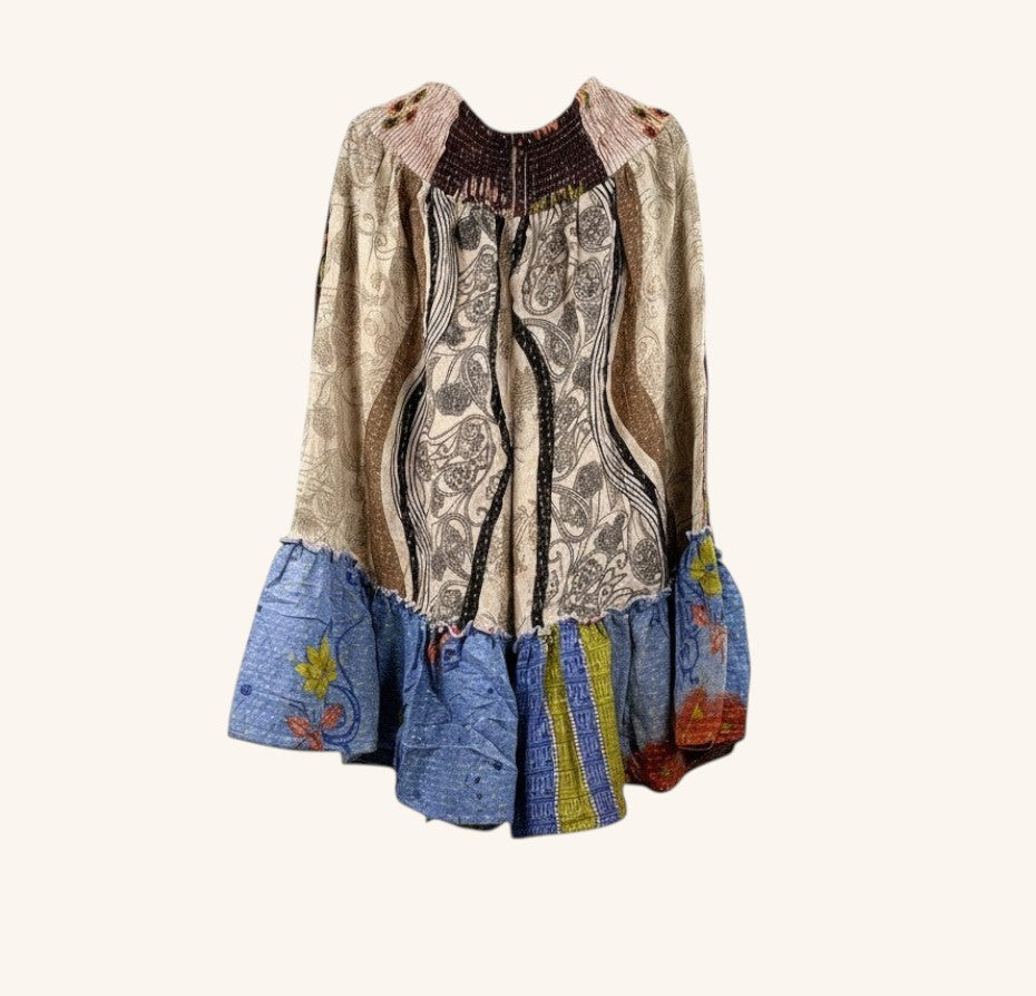 She Lives Beauty Anything for Selenas Bloomers in vintage kantha cotton with a paisley print and ruffled hem