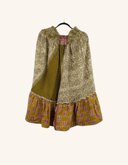 She Lives Beauty Anything for Selenas bloomers in vintage kantha cotton with olive and mustard patterned panels