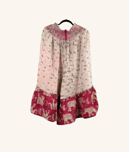 She Lives Beauty Anything for Selenas Bloomers in vintage cotton with pink elephant print and ruffled hem