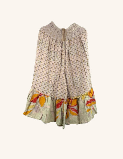 She Lives Beauty Anything for Selenas bloomers in vintage cotton with floral Kantha stitching and ruffled hem