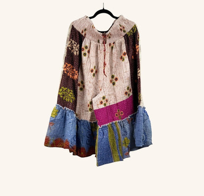 She Lives Beauty Anything for Selenas bloomers made from vintage kantha cotton saris with a ruffled hem and floral print.