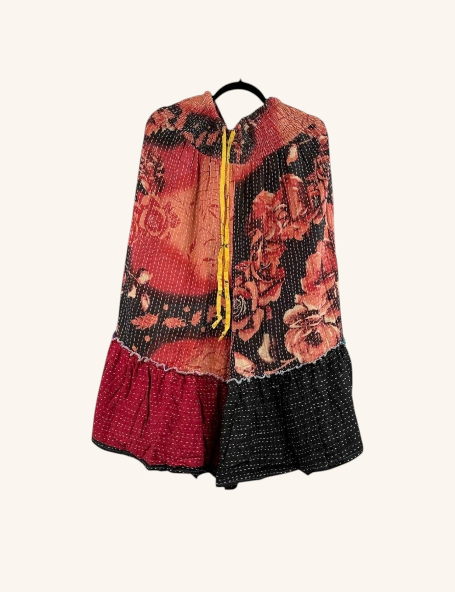 She Lives Beauty Anything for Selenas bloomers in vintage kantha cotton with floral prints and oversized ruffle hem